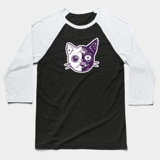 Split Moon Monster Cat Baseball T-Shirt